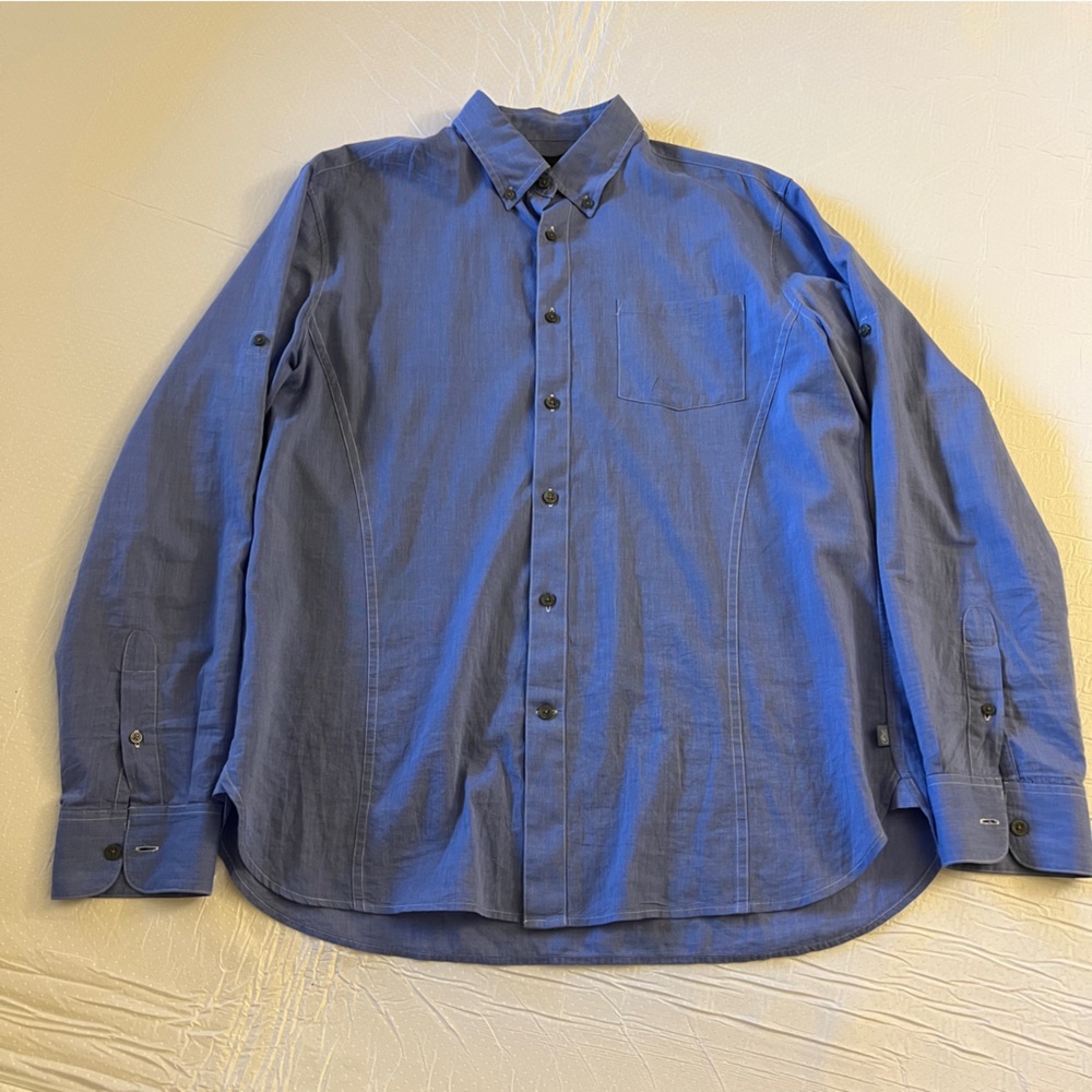 John Varvatos USA Blue Button Down Shirt Men’s Large 100% Cotton Long Sleeve